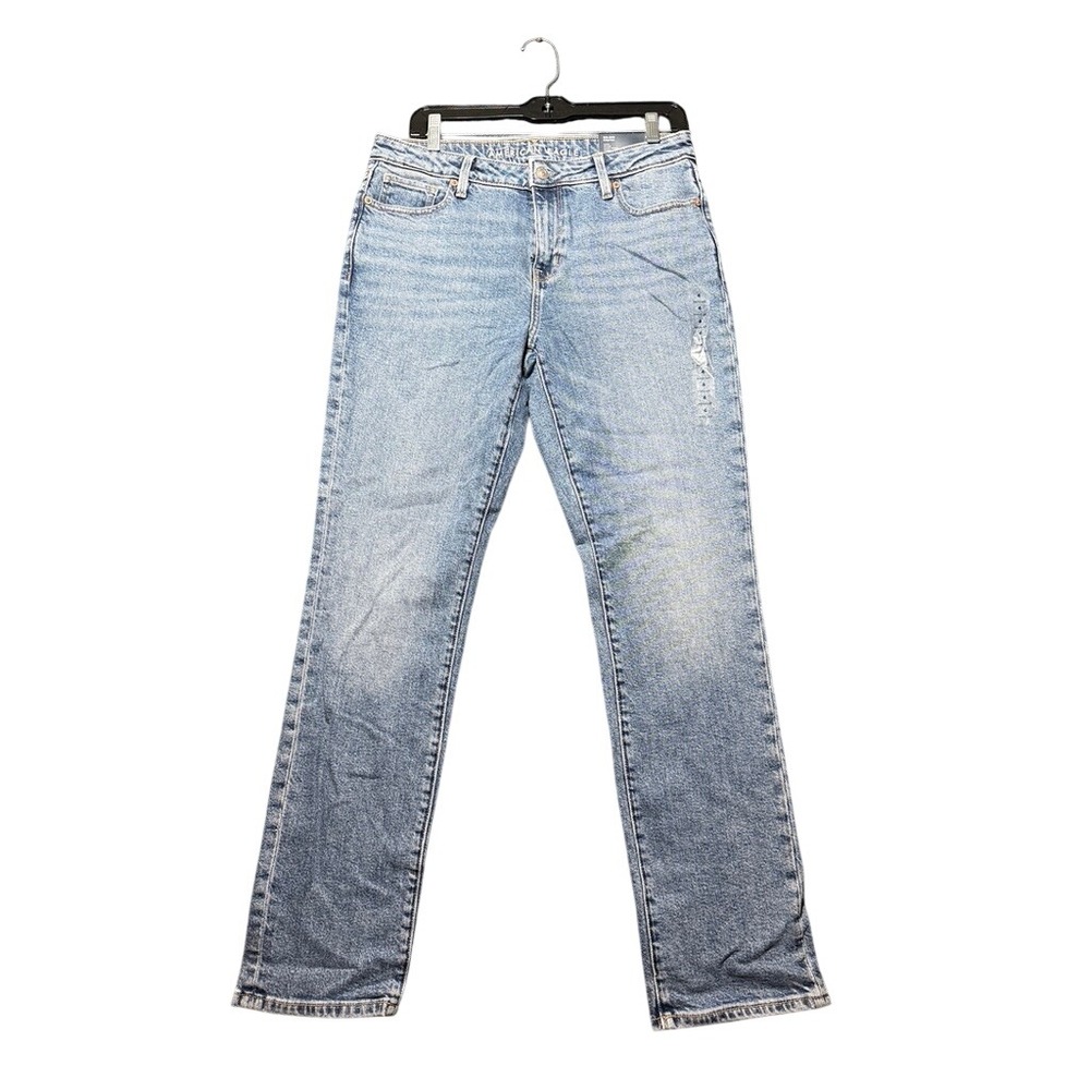 American Eagle Mid-Rise Stretch Skinny Jeans Women 4 Blue NWT Distressed
